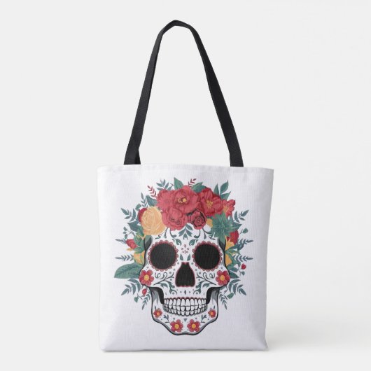 Floral Sugar Skull Draagtas (Achterkant)
