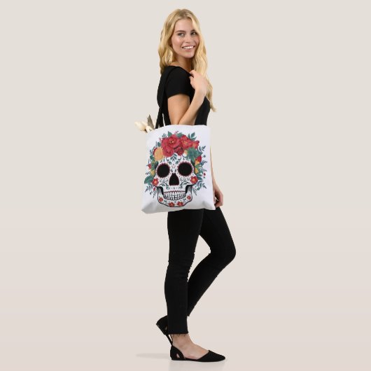 Floral Sugar Skull Draagtas (Op model)