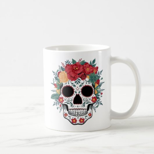 Floral Sugar Skull Koffiemok (Rechts)