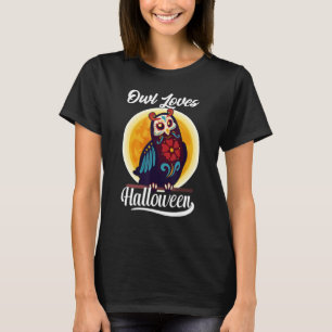 Floral Sugar Skull Owl houdt van halloween dag van T-shirt