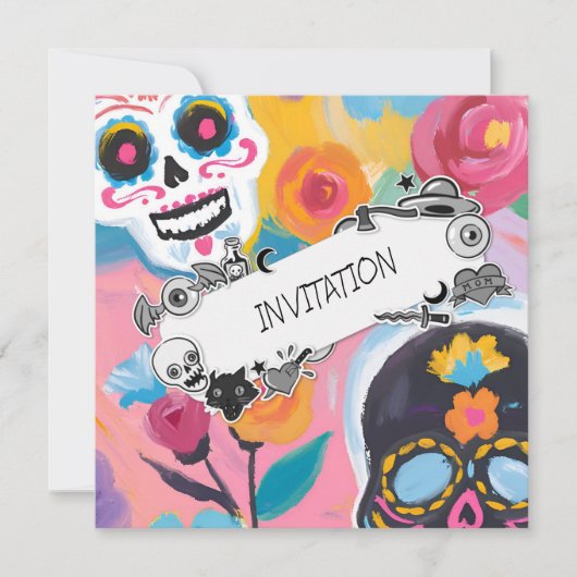 Floral Sugar Skull Painting Kaart (Voorkant)