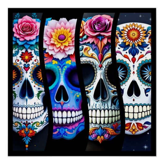 Floral Sugar Skull Perfect Poster (Voorkant)