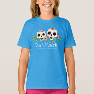Floral Sugar Skulls Dia de Muertos   Shirt Sleeve
