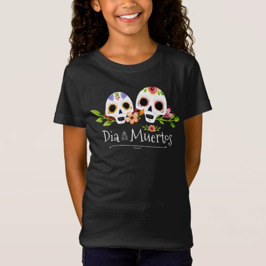 Floral Sugar Skulls Dia de Muertos | Shirts (Voorkant)