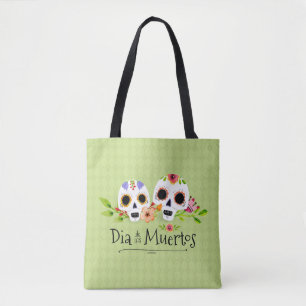 Floral Sugar Skulls Dia de Muertos Tote bag