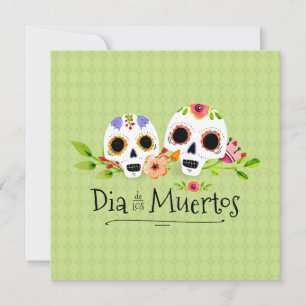 Floral Sugar Skulls Dia de Muertos Uitnodiging