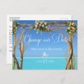 Floral Summer Beach Wedding Arch verander onze dat Aankondigingskaart (Voorkant / Achterkant)