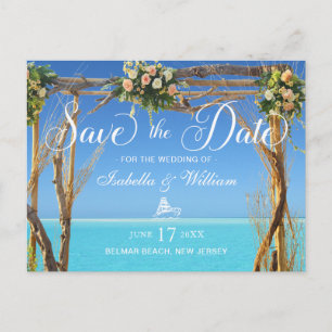 Floral Summer Beach Wedding Gate Save the Date Briefkaart