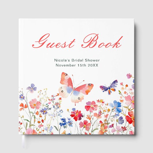 Floral Summer Butterfly Bridal Shower Gastenboek (Voorkant)