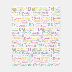Floral Summer Butterfly Name en Monogram Pattern Fleece Deken