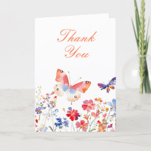 Floral Summer Butterfly Verjaardag Bedankkaart