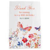 Floral Summer Butterfly Verjaardag Medium Cadeauzakje (Achterkant)