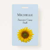 Floral Summer Camp Yellow Sunflower Label Badge (Voorkant)
