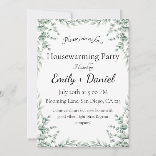 Floral summer house warming party invitation kaart (Voorkant)
