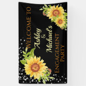 Floral Sunflower Engagement Party Celebration Spandoek (Verticaal)