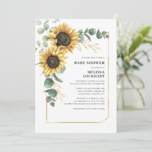 Floral Sunflower Eucalyptus Greenery Baby shower Kaart