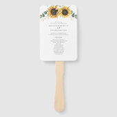 Floral Sunflower Eucalyptus Leaves Wedding Program Handwaaier (Voorkant)