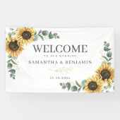 Floral Sunflower Eucalyptus Script Weduwschap Welk Spandoek (Horizontaal)