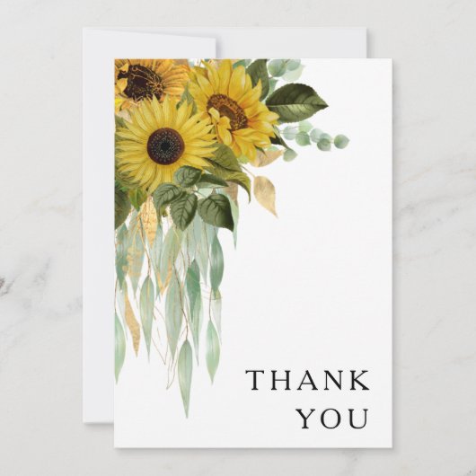 Floral Sunflower Eucalyptus Weddenschap Bedankkaart (Voorkant)