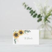 Floral Sunflower Eucalyptus Wedding Enclosure Kaar Informatiekaartje (Staand voorkant)