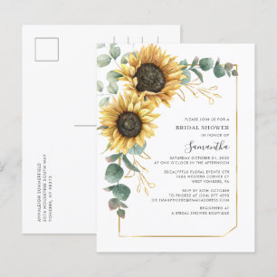 Floral Sunflower Geometric Modern Vrijgezellenfees Uitnodiging Briefkaart