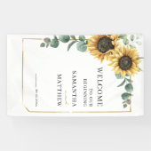 Floral Sunflower Greenery Geometric Wedding Spandoek (Horizontaal)