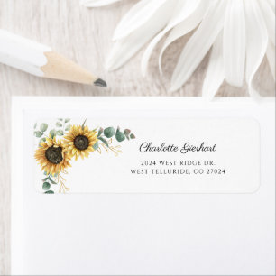 Floral Sunflower Greenery Return Address Etiket