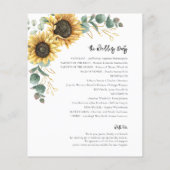 Floral Sunflower Programme de mariage vert (Dos)