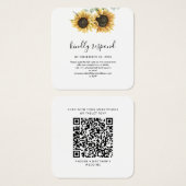 Floral Sunflower QR Code Site Mariage RSVP (Devant & derrière)