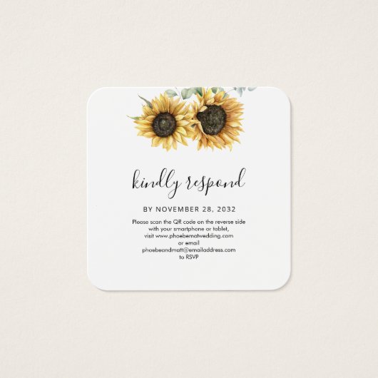Floral Sunflower QR Code Site Mariage RSVP (Devant)