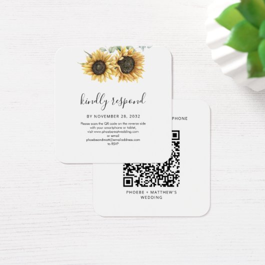 Floral Sunflower QR Code Site Mariage RSVP (Bureau)