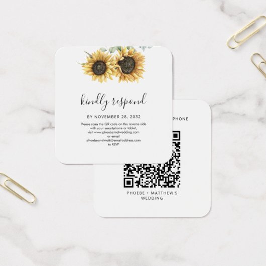 Floral Sunflower QR Code Site Mariage RSVP (Bureau)