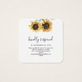 Floral Sunflower QR Code Weddenschap Website RSVP Vierkante Visitekaartjes (Voorkant)