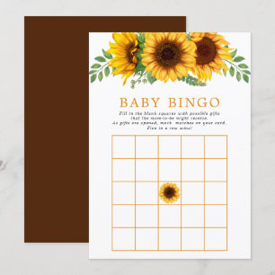 Floral Sunflower Rustige Baby shower Bingo Game Kaart