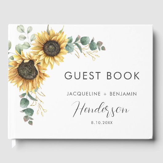 Floral Sunflower Wedding Gastenboek (Voorkant)