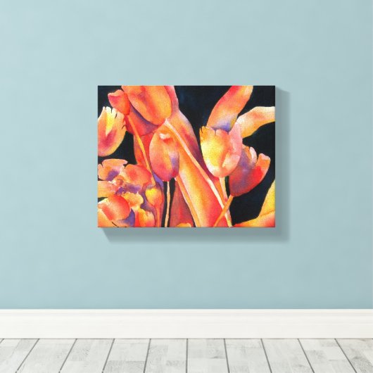 Floral Sunset Hues Canvas (Insitu (Houten vloer))