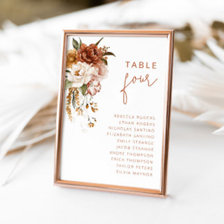 Floral Sunset Trouwtafel Nummers Kaart