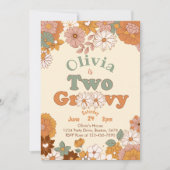 Floral Super Deux Retro 2e Invitation d'anniversai (Devant)