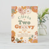 Floral Super Deux Retro 2e Invitation d'anniversai (Debout devant)