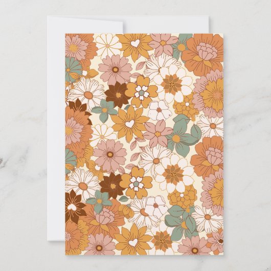 Floral Super Deux Retro 2e Invitation d'anniversai (Dos)