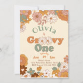 Floral Super One Retro 1er anniversaire Invitation (Devant)