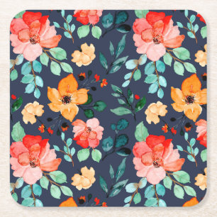 Floral Surface Patroon - Mode Decoratieve Lente Vierkante Kartonnen Onderzetter