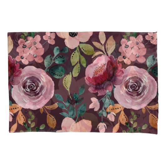 Floral Surface Pattern-Mode Waterverf Kleurrijk Kussensloop (Voorkant-Links)