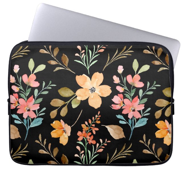 Floral Surface Pattern - Mode Waterverf Spring Laptop Sleeve (Voorkant)