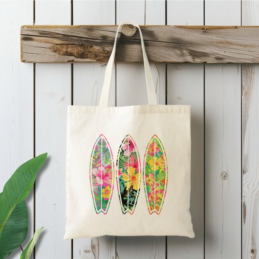 Floral Surfboard Beach Day Tote Bag
