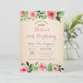 Floral Surprise 15e anniversaire Invitation rose (Debout devant)