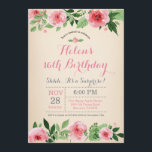 Floral Surprise 16e anniversaire Invitation rose<br><div class="desc">Floral Surprise 16e anniversaire Invitation Pink Watercolor Flower. Anniversaire enfant. Fille Ado adolescente Anniversaire Invitation de Bassh . Fleur Florale Rose. Vintage. 13ème 15ème 16ème 18ème 20ème 21ème 30ème 40ème 50ème 60ème 70ème 80ème 90ème 100ème, tout âge. Pour plus de personnalisation, cliquez sur le bouton "Customiser" et utilisez notre outil...</div>