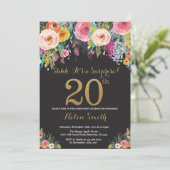 Floral Surprise 20e anniversaire Invitation Gold (Debout devant)