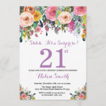 Floral Surprise 21e Anniversaire Invitation Violet<br><div class="desc">Floral Surprise 21e Invitation d'anniversaire pour les femmes. Fleur florale aquarelle. Rose, Jaune, Orange, Fleur Violette. Anniversaire adulte. 30ème 40ème 50ème 60ème 70ème 80ème 90ème 100ème 13ème 15ème 16ème 18ème 20ème 21ème N'importe quel âge. Pour plus de personnalisation, cliquez sur le bouton "Customiser" et utilisez notre outil de conception pour...</div>