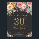 Floral Surprise 30e anniversaire Invitation Gold<br><div class="desc">Floral Surprise 30e anniversaire Invitation pour les femmes. Fleur florale aquarelle. Parties scintillant noire et or. Rose,  Jaune,  Orange,  Fleur Violet. Anniversaire adulte.
Pour plus de personnalisation,  cliquez sur le bouton "Customiser" et utilisez notre outil de conception pour modifier ce modèle.</div>